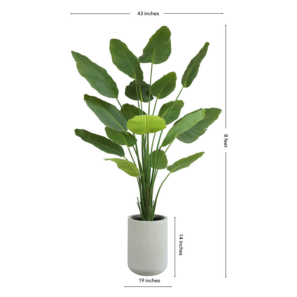 Bird of Paradise Faux Tree in Modern Gray Planter