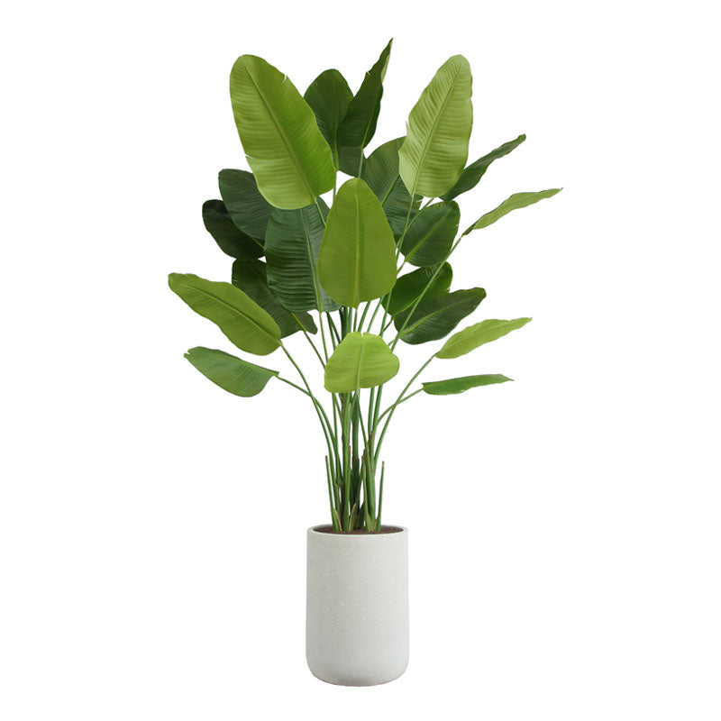 Bird of Paradise Faux Tree in Modern Gray Planter