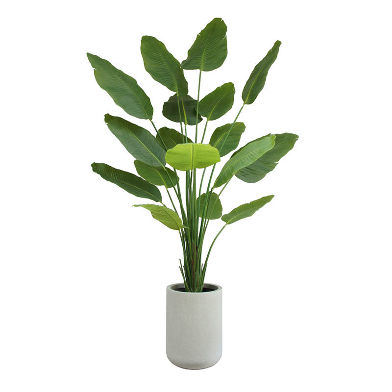 Bird of Paradise Faux Tree in Modern Gray Planter