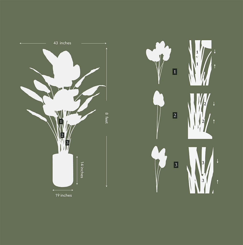 Bird of Paradise Faux Tree in Modern Gray Planter