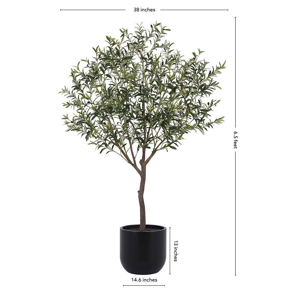 Faux Potted Olive Tree in Black Pot