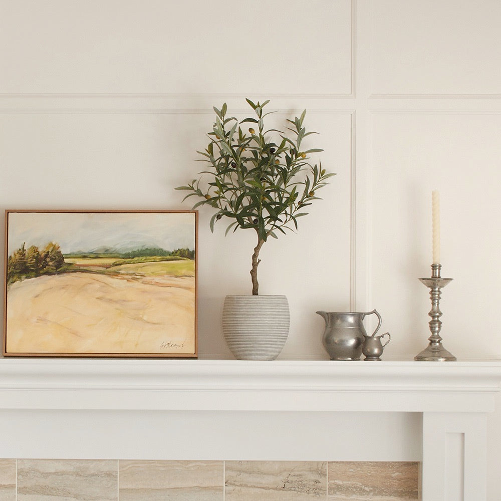 Faux Olive Topiary Tree with Mediterranean Pot