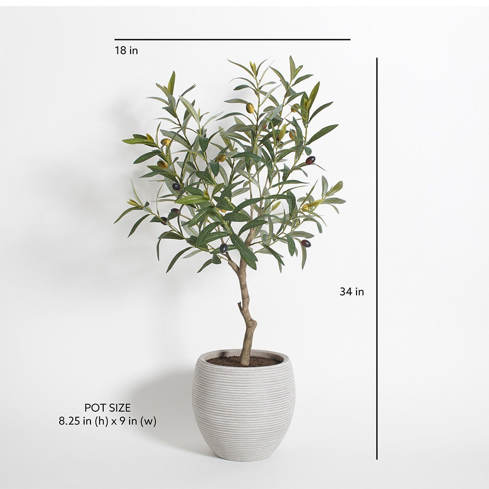 Faux Olive Topiary Tree with Mediterranean Pot