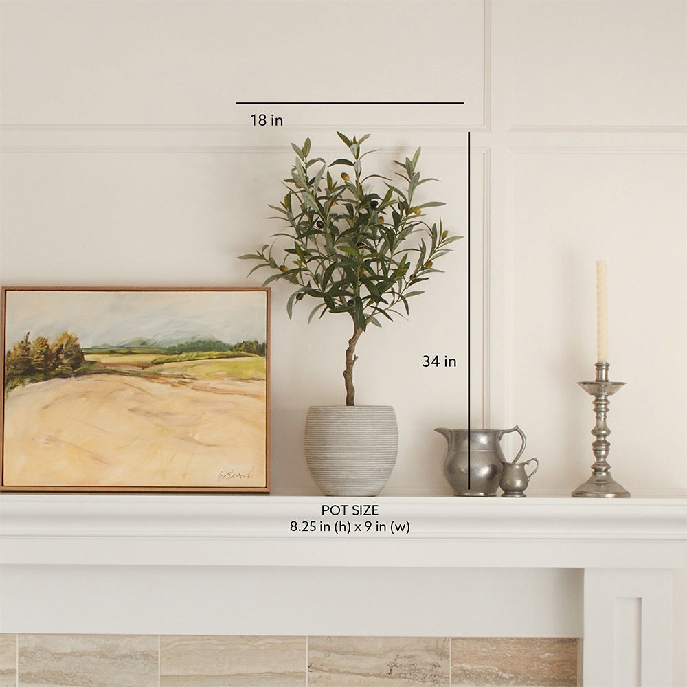 Faux Olive Topiary Tree with Mediterranean Pot