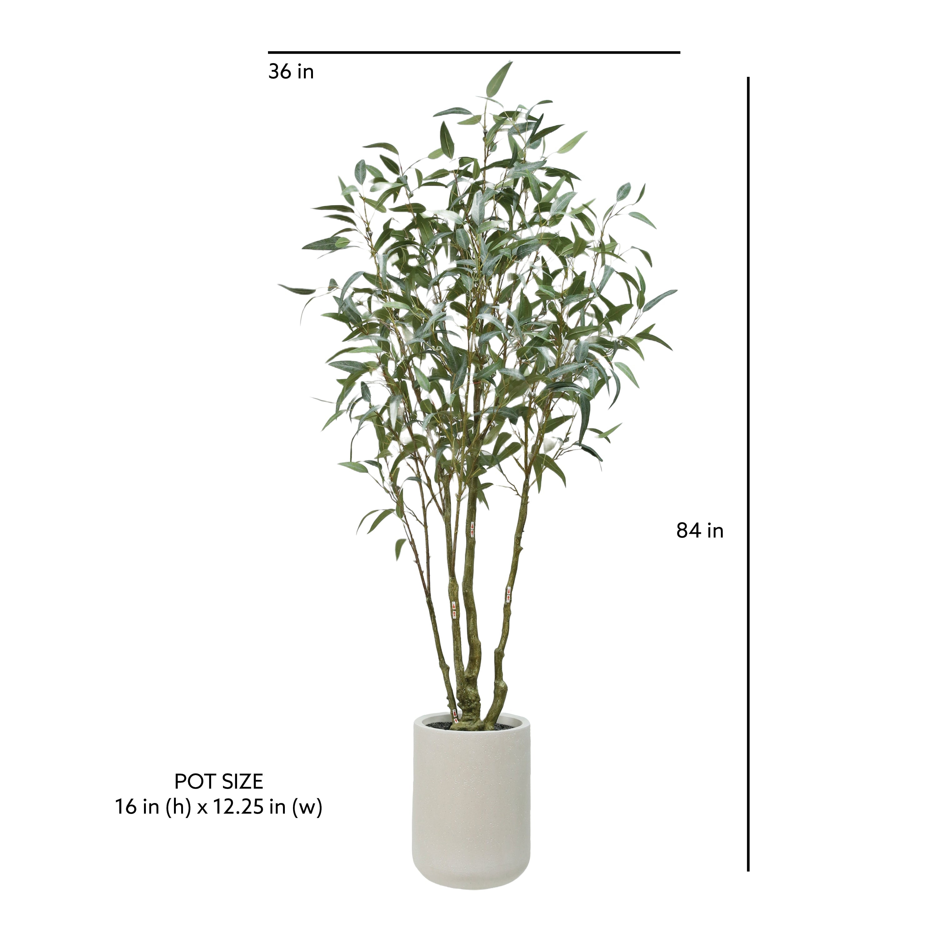 Artificial Willow Eucalyptus Tree 7' with Artisan Planter