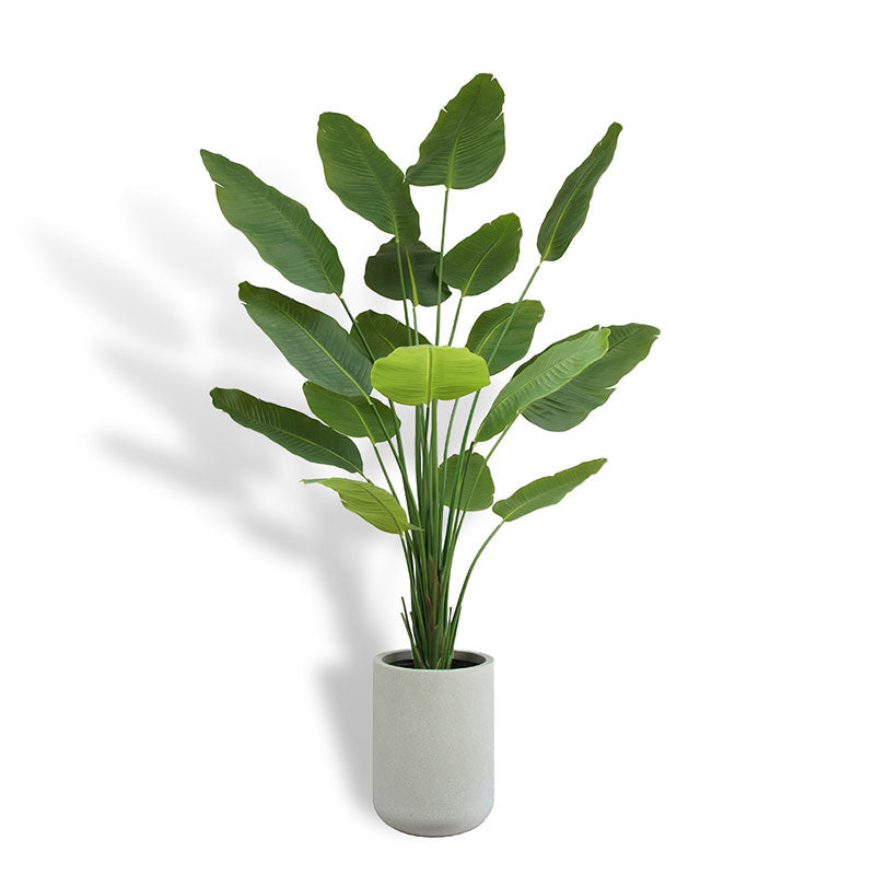 Bird of Paradise Faux Tree in Modern Gray Planter