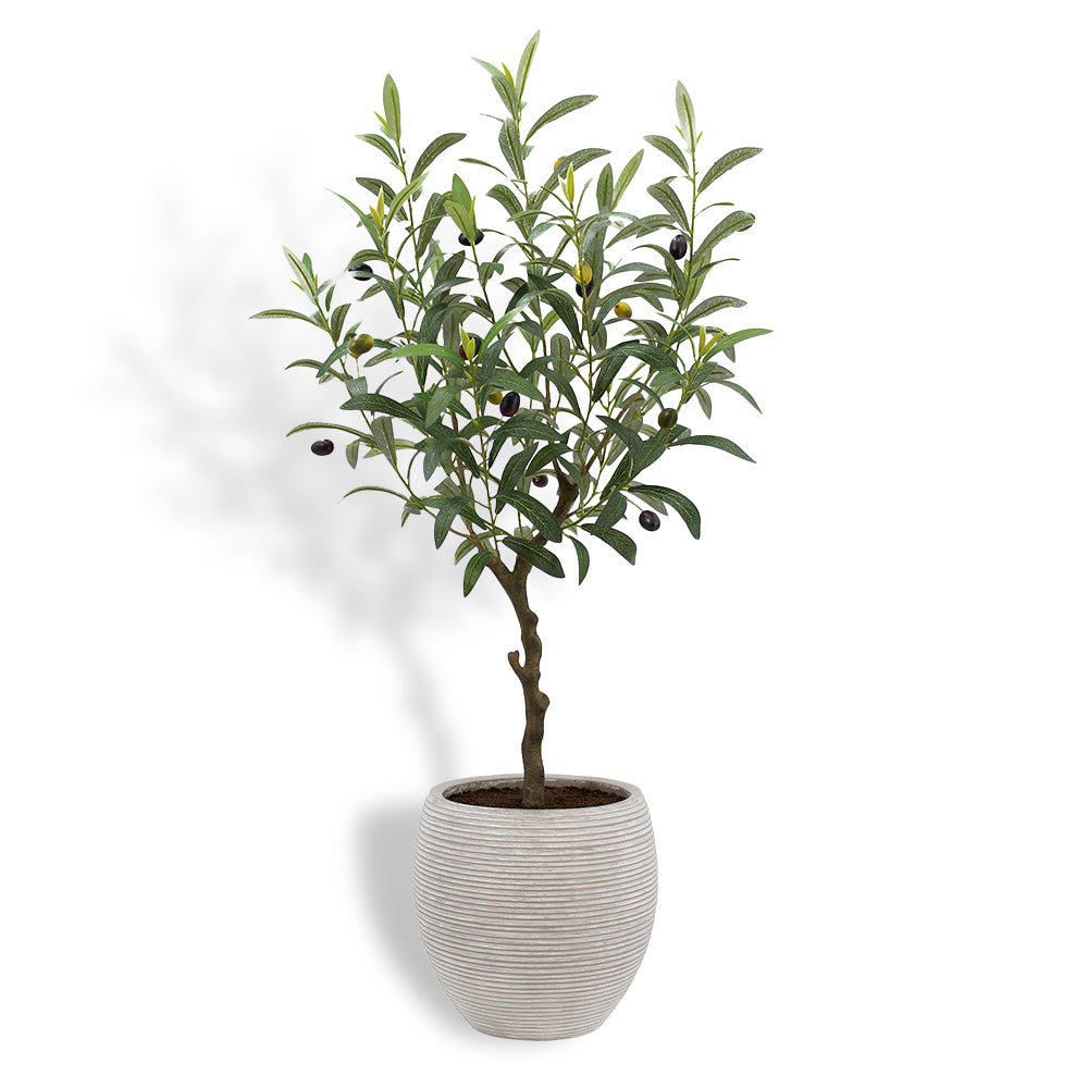 Faux Olive Topiary Tree with Mediterranean Pot