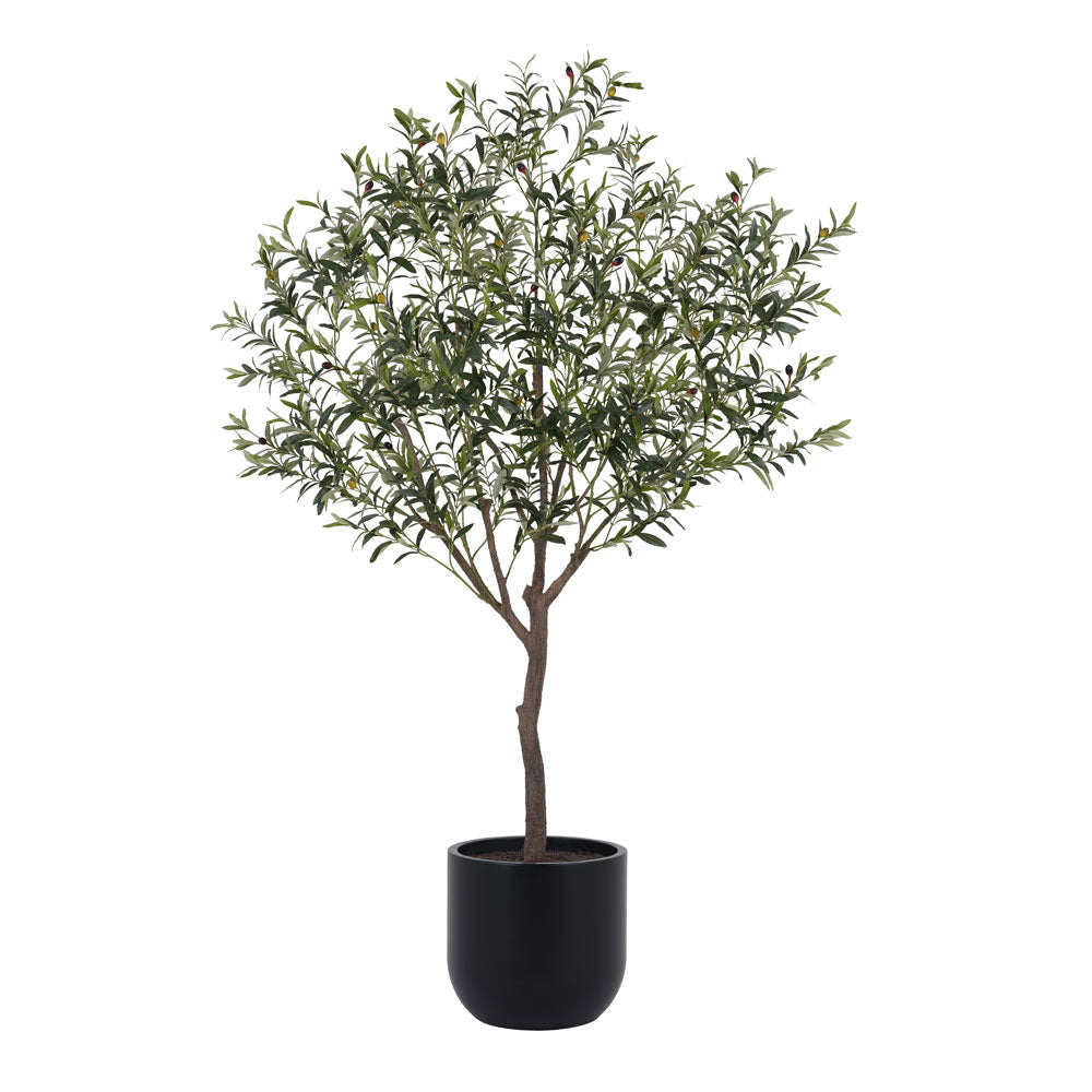 Faux Potted Olive Tree in Black Pot