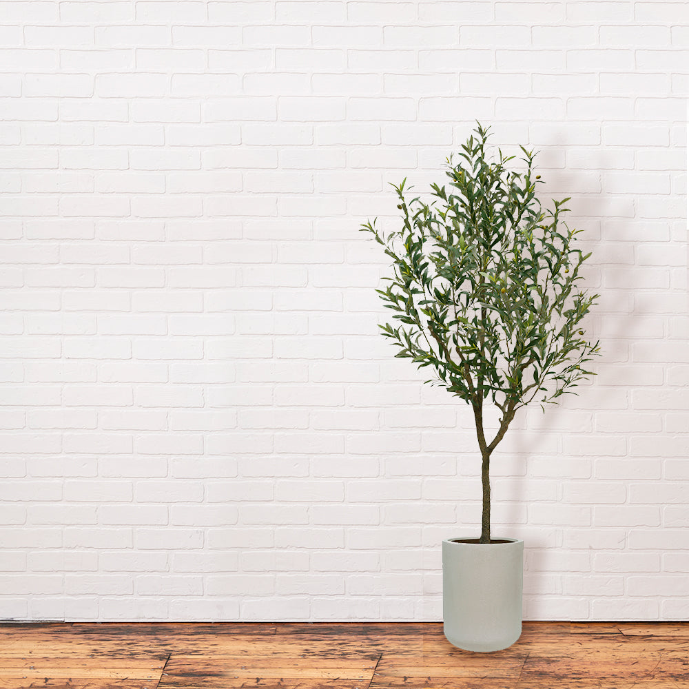Faux Olive Tree with Artisan Mediterranean Planter