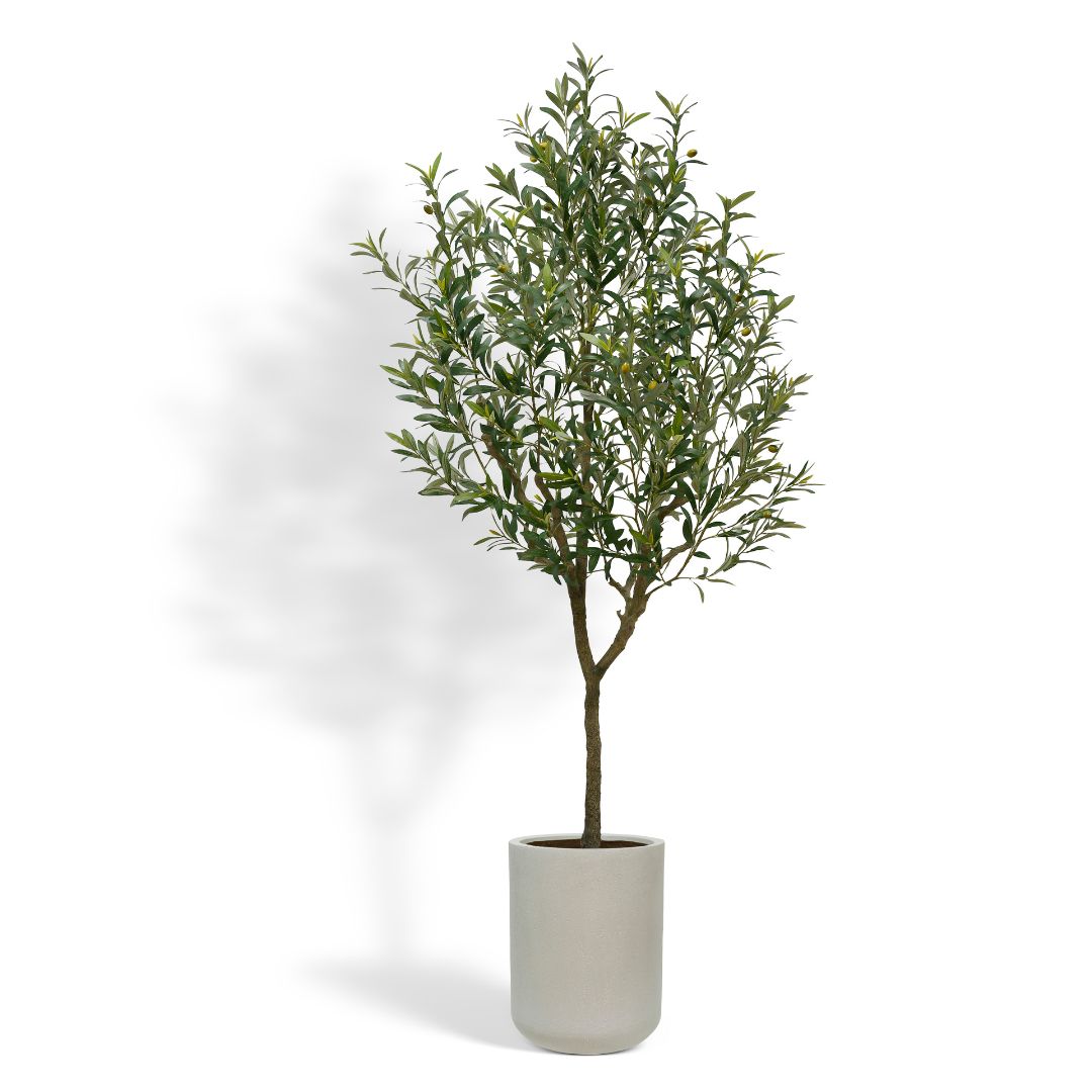 Faux Olive Tree with Artisan Mediterranean Planter
