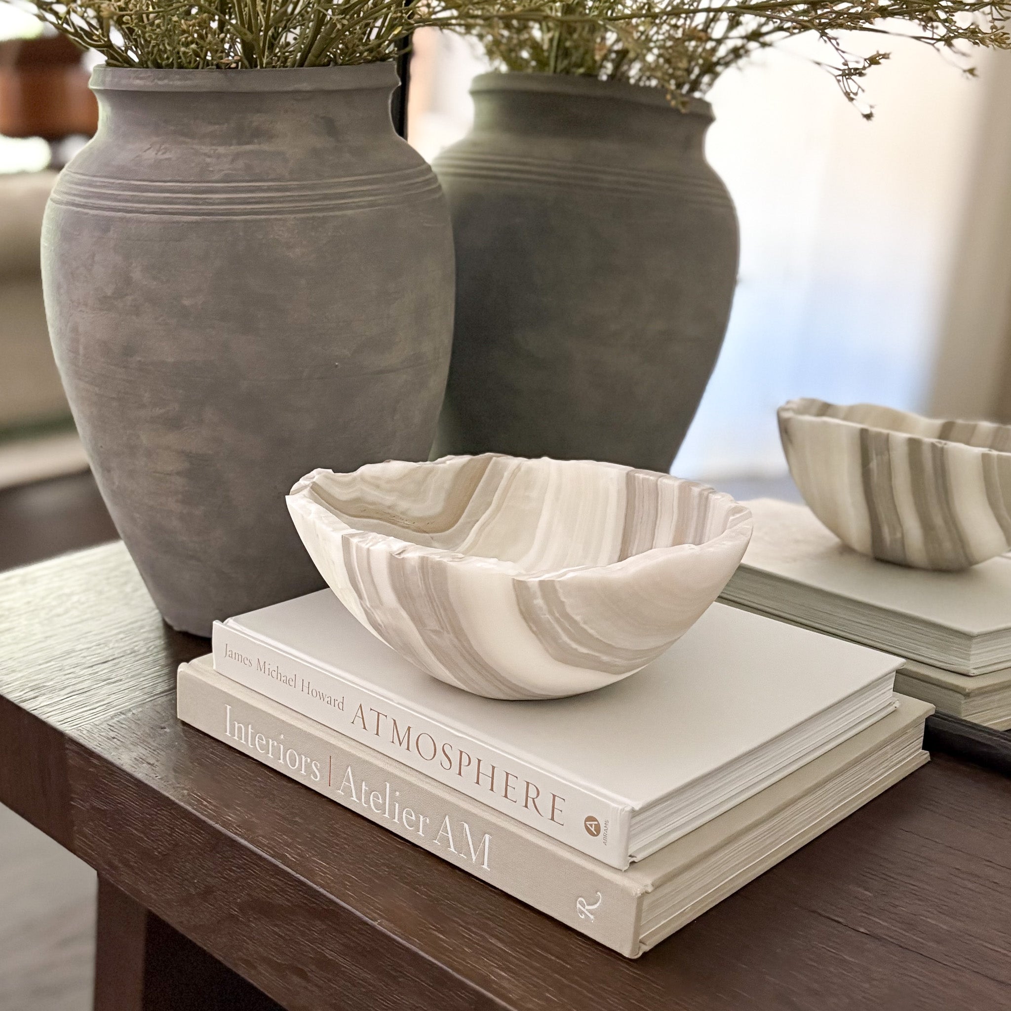 Hand Carved Grey Onyx Bowl