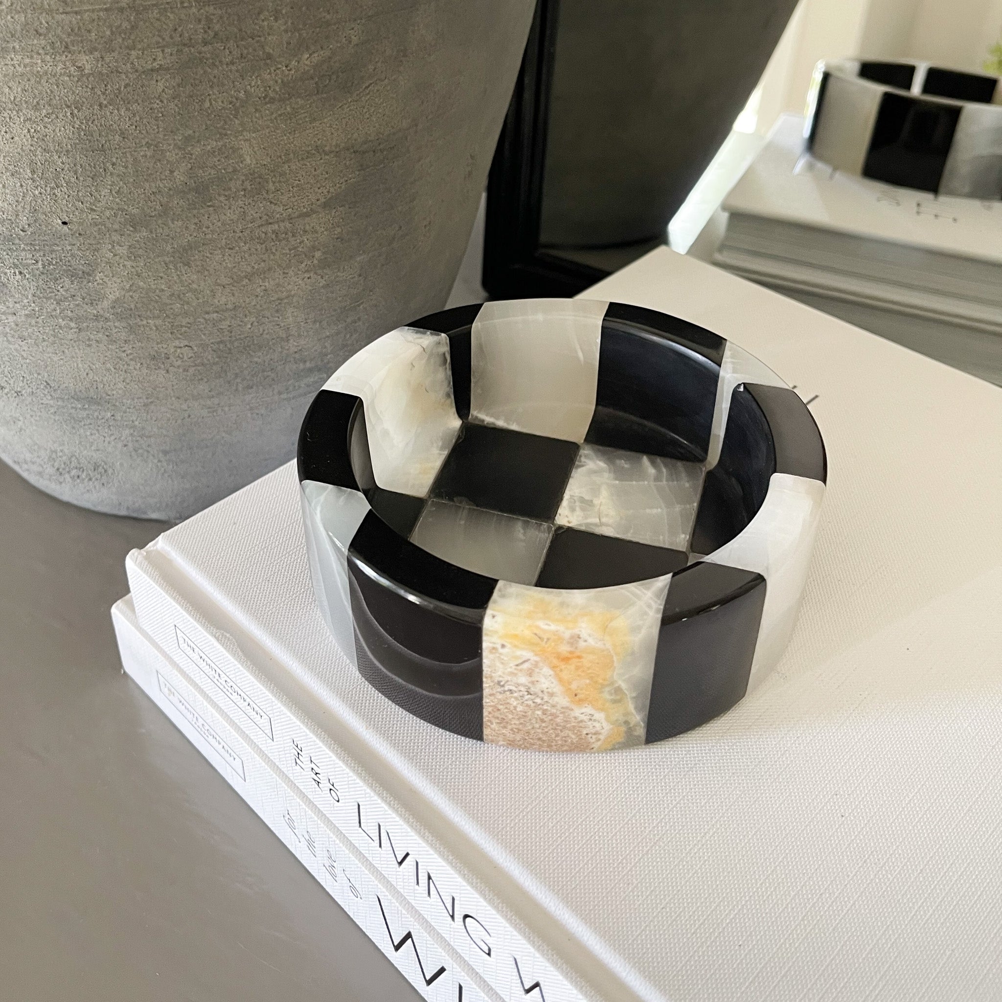 Onyx and Marble Checker Dish